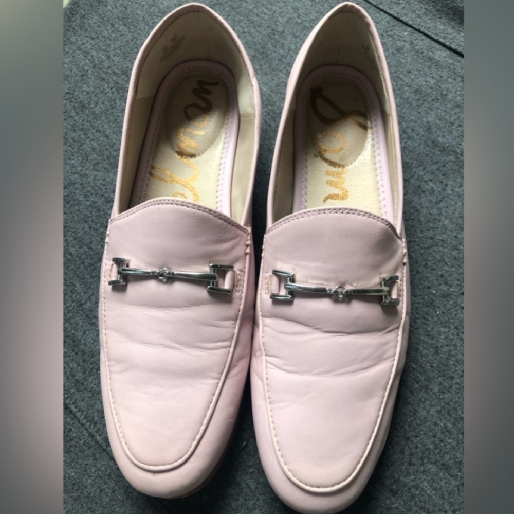 Sam Edelman Light Pink Loafers with Gold Accents